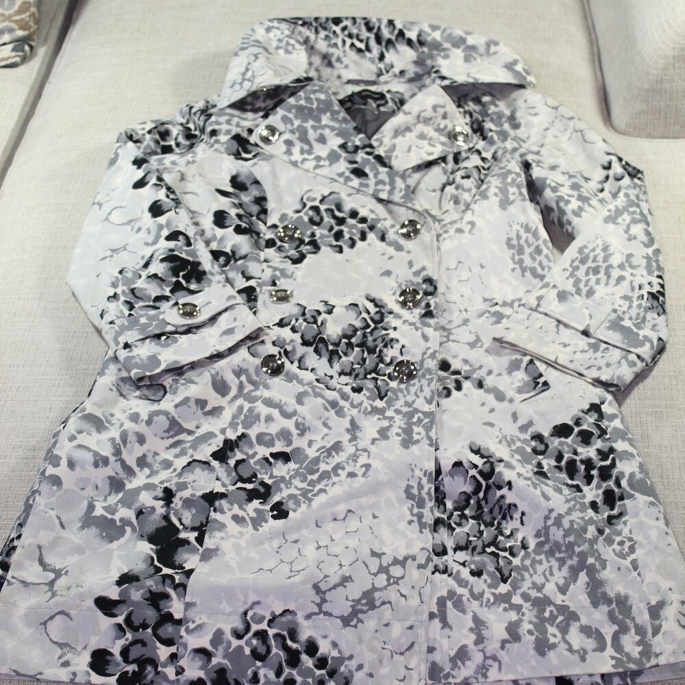 New York & Company Size 10 Grey Cotton Trench Coat